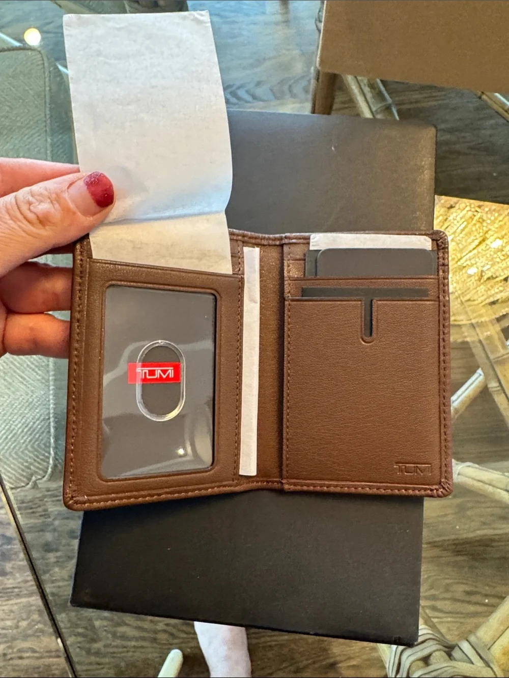Tumi nassau slg multi window card case brown textured